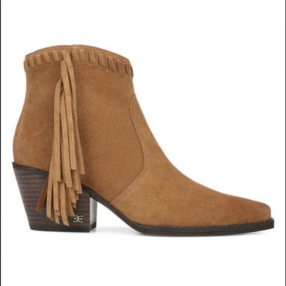 Sam Edelman Willice Fringe Suede Booties - Picture 8 of 11